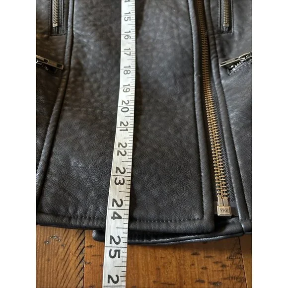 Free People Faux Black Leather Biker Jacket Size 10 - Picture 6 of 7